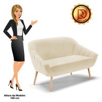 Namoradeira 02 Lugares Linho Bege A19 Pés Palito Natural