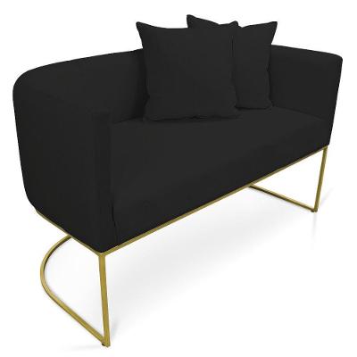 Namoradeira 02 Lugares Linho Metálica Dourado Cor A79 Preto