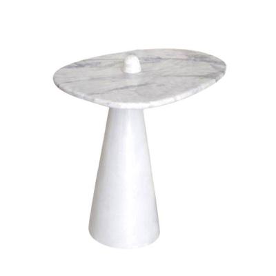 Mesa Lateral Cone Aurea 51cm Base Laca Branca Tampo Marmore Espirito Santo