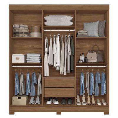 Guarda Roupa Casal Toledo 6 Portas 2 Gavetas Jatobá e Areia MDF
