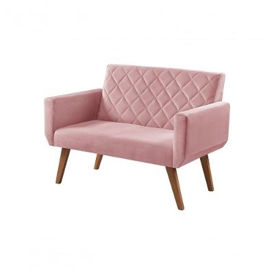 Poltrona Namoradeira 2 Lugares Anabelle Rosa Suede Unidecor