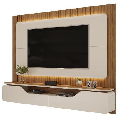 Painel Ripado Para Tv 70 Pol Com Bancada Suspensa 210cm Trevis D04 Off White/freijó - Mpozenato