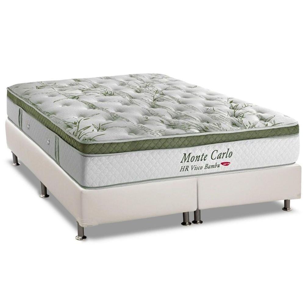 Cama Box King: Colchão Molas Herval Masterpocket Ensacadas Monte Carlo Visco + Base Branco(193X203) - 1