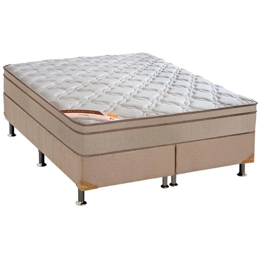 Cama Box King: Colchão Molas Castor Pocket Revolution Híbrido + Base CRC Suede Bege(193x203) - 1