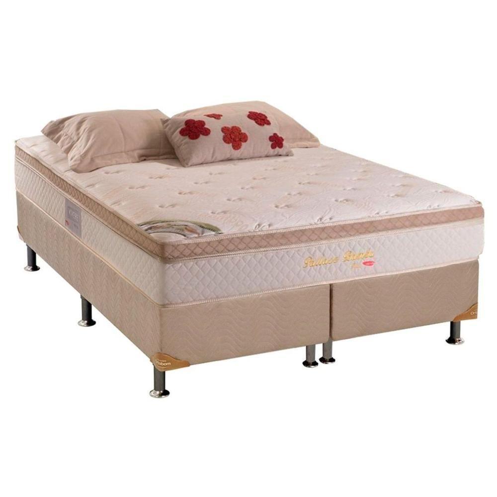 Cama Box Queen: Colchão Molas MasterPocket Ensacadas Herval   Pallace Bambu Plus + Base CRC Suede Bege(158x198) - 1