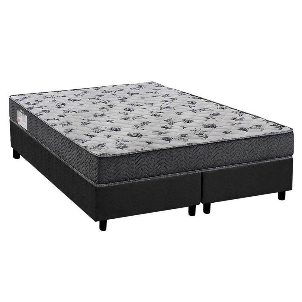 Cama Box Queen: Colchão Espuma Ortobom D33/EP ISO 100 Ultra Firme + Base CRC Suede Gray(158x198) - 1