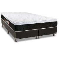 Cama Box Queen: Colchão Espuma Castor D45 Black e White + Base CRC Suede Black(158x198) - 1