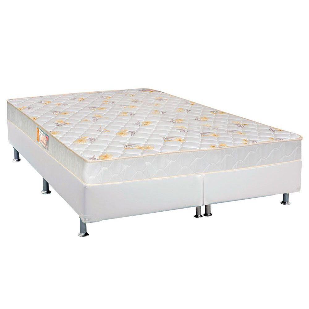 Cama Box Queen: Colchão Espuma Castor D28 Sleep Max + Base Crc Courano White(158X198) - 1