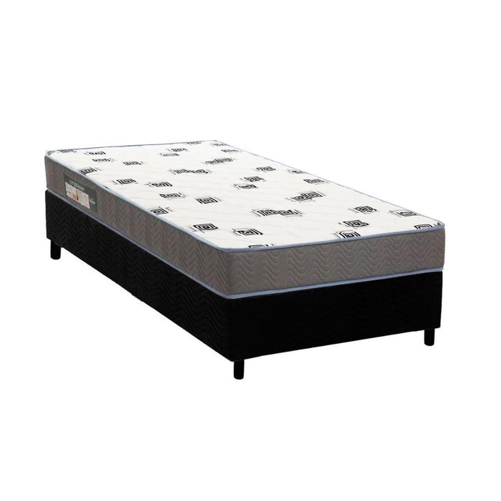 Cama Box Solteiro: Colchão Espuma D33 Ortobom Light Saúde + Base CRC Suede Black(88x188) - 1