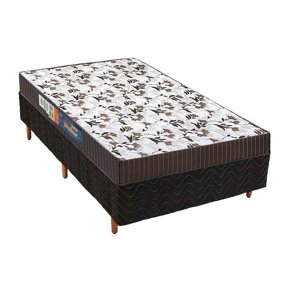 Cama Box Solteiro: Colchão Espuma D33 Polar Pérola + Base Crc Fantasy Black(88X188) - 1