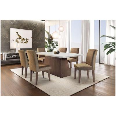 Conjunto Sala De Jantar Luna Com 6 Cadeiras Grecia Rufato Off White / Cafe