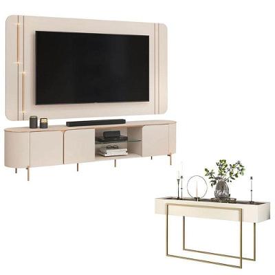 Rack Bancada Com Painel Ariana E Aparador Para Sala Pilar Off White – Dj Móveis