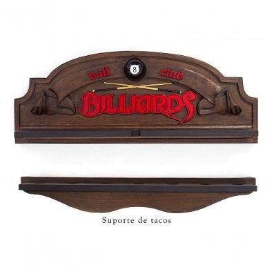 Placa Decorativa Porta-tacos Sinuca + Suporte - Billiards