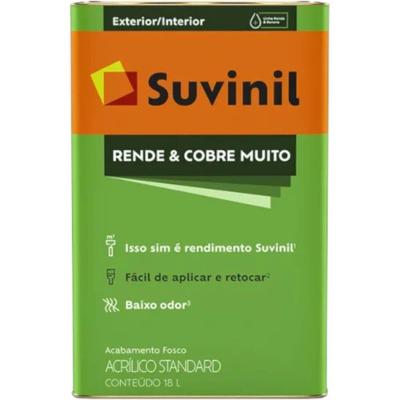 Tinta Acrílica Rende E Cobre Muito Fosco Branco 18 Litros 50308441 Suvinil Tinta Acrilica 18l Fo