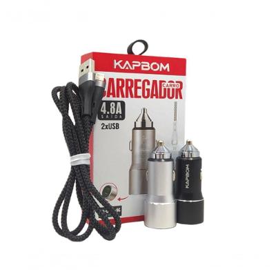 Carregador Veicular 12v Turbo 2 Portas Usb 4.8a