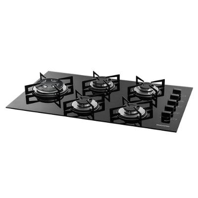 Fogão De Mesa Cooktop 5 Bocas Vidro Preto à Gás Suggar FG5535VP Bivolt
