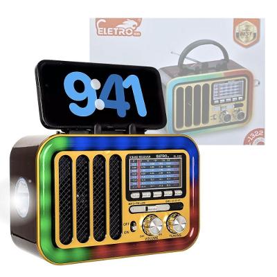 Rádio Retro 5w Bluetooth 5.1 Led Rgb Com Lanterna