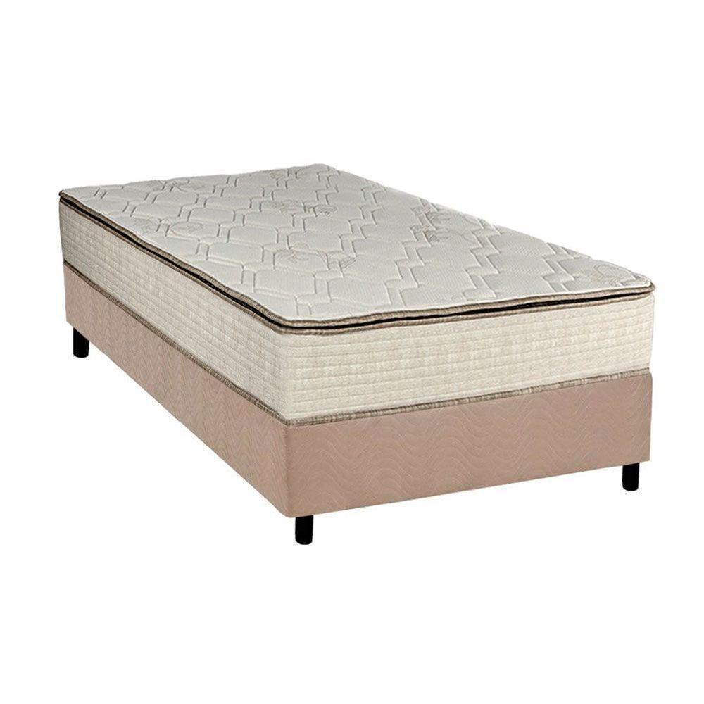 Cama Box Solteiro: Colchão Molas Bonnel Luckspuma Montreal Spring + Base CRC Suede Clean(88x188) - 1