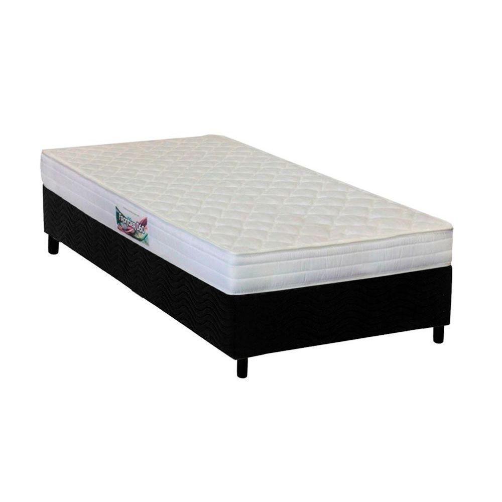 Cama Box Solteiro: Colchão Espuma Herval AG65 Frontier + Base CRC Suede Black(88x188) - 1