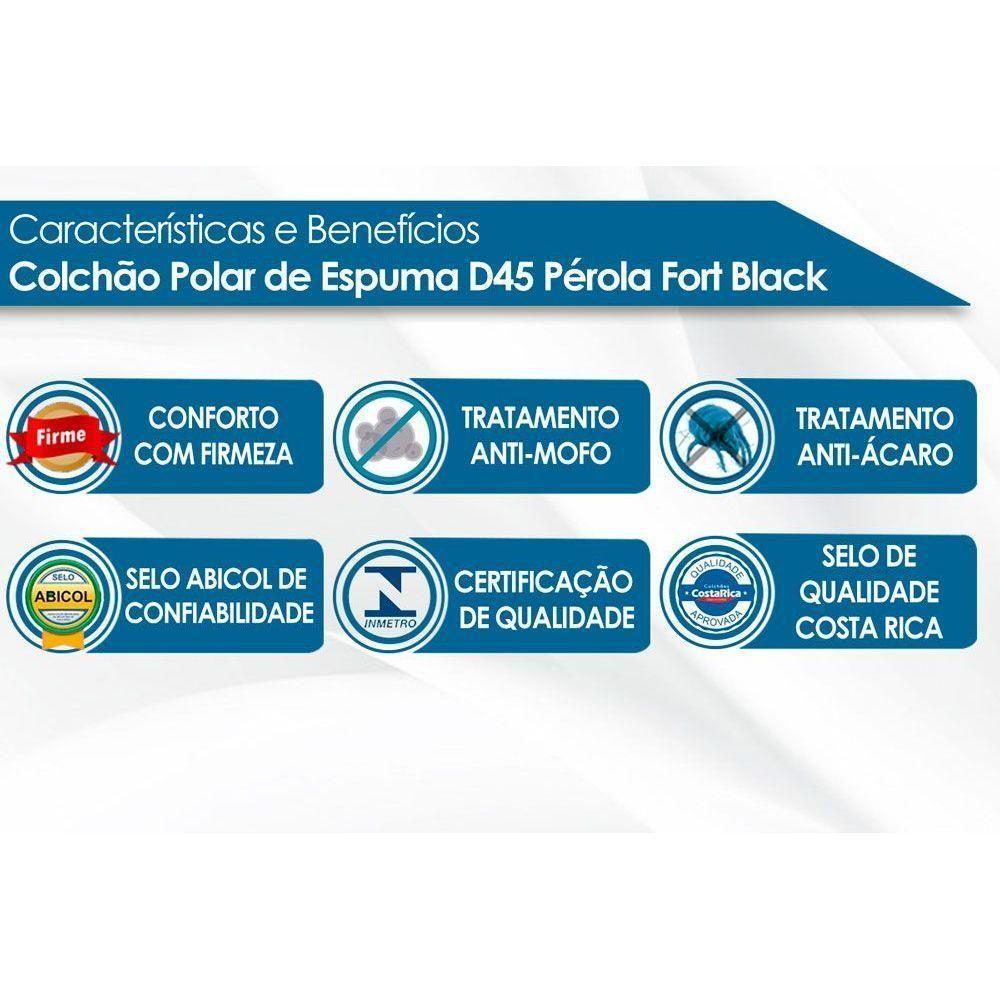 Cama Box Solteiro: Colchão Espuma Polar D45 Pérola + Base Crc Rústico Black(88X188) - 3