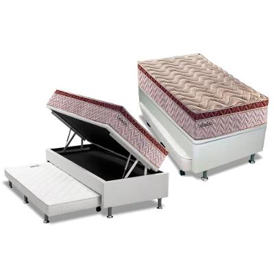 Cama Box Baú Solteiro Com Colchão Molas Ensacadas MasterPocket Esplêndido Branco Móveis Peroba