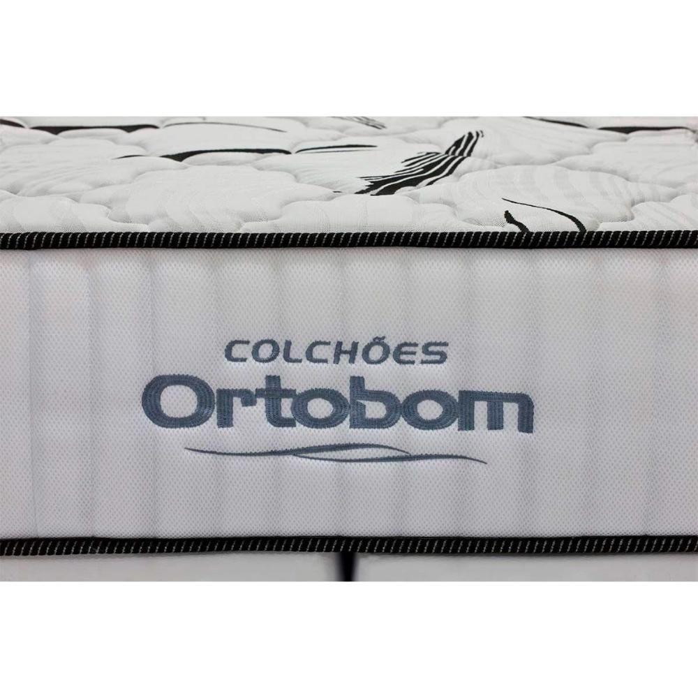 Cama Box Baú c/Auxiliar Solteiro: Colchão Espuma Ortobom D45 Highfoam + Base CRC Courano White(88x188) - 2