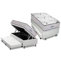 Cama Box Baú c/Auxiliar Solteiro: Colchão Espuma Ortobom D45 Highfoam + Base CRC Courano White(88x188) - 1