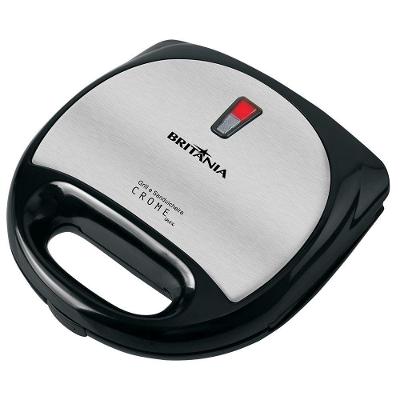 Sanduicheira Britânia Crome 2 Inox com Placas Antiaderentes e Trava de Segurança Inox 110V