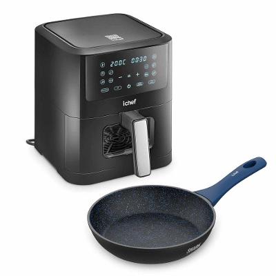 Fritadeira Elétrica Airfryer Smart Vision 6L E Panela Home Azul Saute Petit 20cm 110V