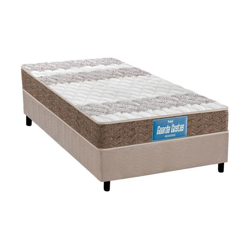 Cama Box Solteiro: Colchão Anatômico Probel D33/EP Guarda Costas Próintense Double Face + Base CRC Suede Clean(88x188) - 1