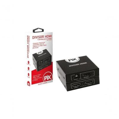 Divisor Hdmi 1.3 1 Entrada X 2 Saídas Preto Pix