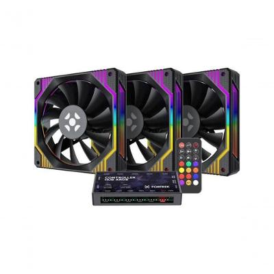 Kit Cooler Fan Argb Fortrek Frosty Preto Com Controladora-controle