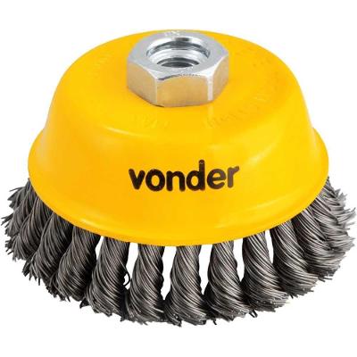 Escova Copo 4'' Rosca M14 8500rpm Aço Inox Torcido Vonder