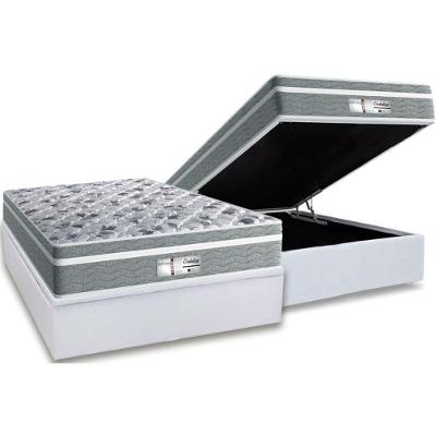 Cama Box Baú Casal: Colchão Molas Ensacadas Probel Prodormir Evolution + Base White(138X188)