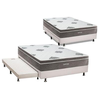 Cama Box C/ Auxiliar Casal + Colchão Molas Inovaflex Essential 138x188