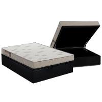 Cama Box Baú Casal: Colchão Espuma Ortobom D23 Light Saúde + Base CRC Courano Black(138x188) - 1