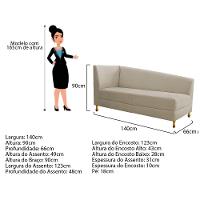 Recamier 140Cm Lado Direito Suede Bege