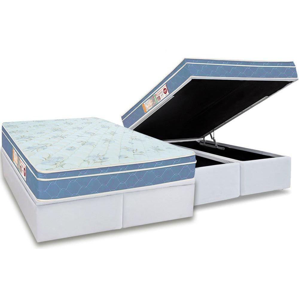 Cama Box Baú Queen: Colchão Espuma Castor D45 Sleep Max + Base CRC Courano White(158x198) - 1