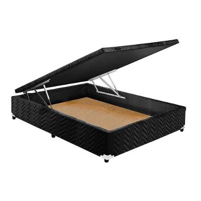 Cama Box Baú Queen: Colchão Espuma D45 Paropas Pasquale + Base CRC Suede Black(158x198)