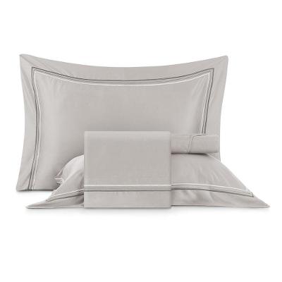 Jogo De Cama Queen Bordados Em Cetim 300 Fios Essenza Cinza