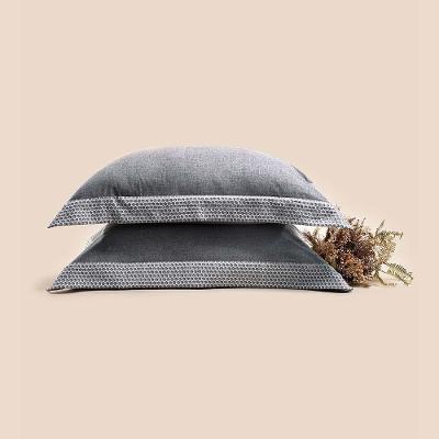 Jogo de Fronha Haus Chambray Spectro 50cm X 70cm 100% Algodão Cinza Altenburg