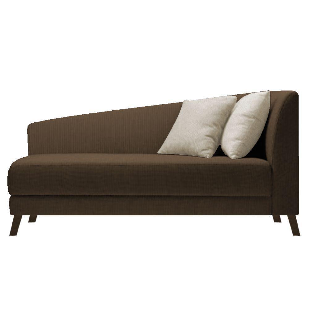 Recamier Heitor 140cm Com Almofada   Esquerdo Suede Cor Marrom/bege - 1