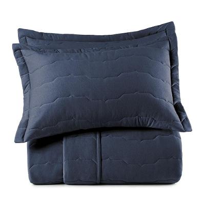 Jogo De Colcha King 3 Peças Altenburg Malha Fio Penteado Azul Minimal