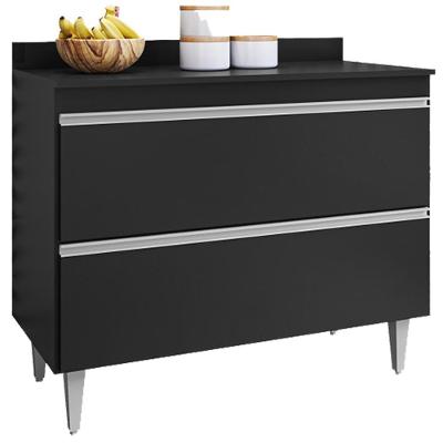 Balcao Com Tampo 2 Portas Basculante Esmeralda Bp 100 Cm Eratto Moveis - Preto