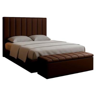 Cabeceira E Recamier Bau Queen 160 Cm Dalia Suede Marrom Artte Marrom