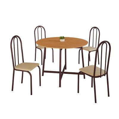Conjunto Sala De Jantar 90cm Ilhabela 4 Cad Marrom C- Creme