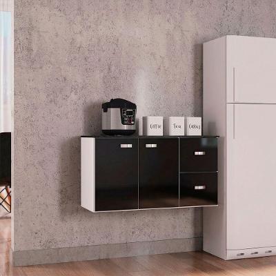 Balcão Com Tampo Suspenso Para Cozinha Júlia Poquema Preto