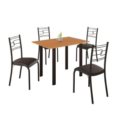 Conjunto Sala De Jantar Mila 4 Cadeiras Ella Preto Liso