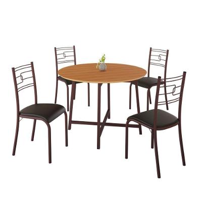 Conjunto Sala De Jantar Ella 90cm 4 Cad Marrom C- Preto