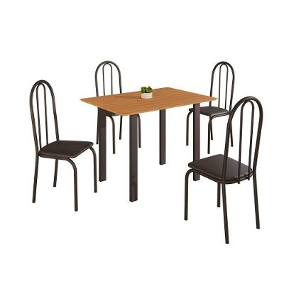 Conjunto Sala De Jantar Mila 4 Cadeiras Ilhabela Preto Fosco